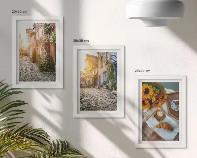 Očarujúce uličky s kávou a slnečnicami triptych v ráme