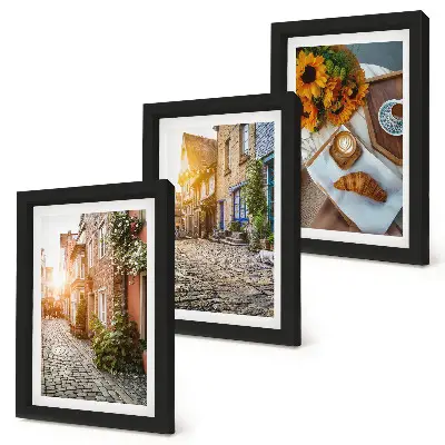 Očarujúce uličky s kávou a slnečnicami triptych v ráme