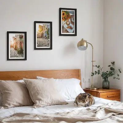 Očarujúce uličky s kávou a slnečnicami triptych v ráme