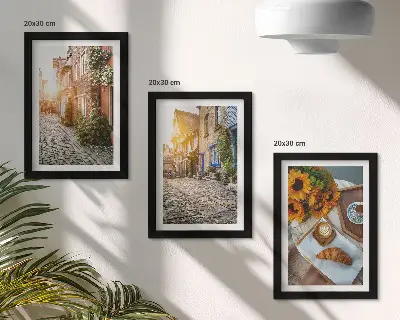Očarujúce uličky s kávou a slnečnicami triptych v ráme
