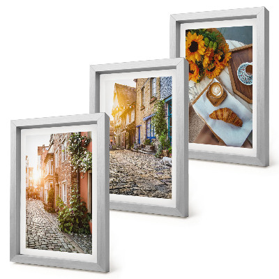 Triptych v ráme Očarujúce uličky s kávou a slnečnicami