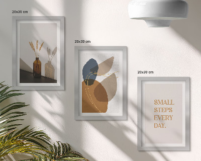 Triptych v ráme Abstraktné tvary a prírodné akcenty sú zahrnuté