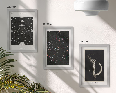 Triptych v ráme Nočná postava galaxie slnečnej sústavy na Mesiaci