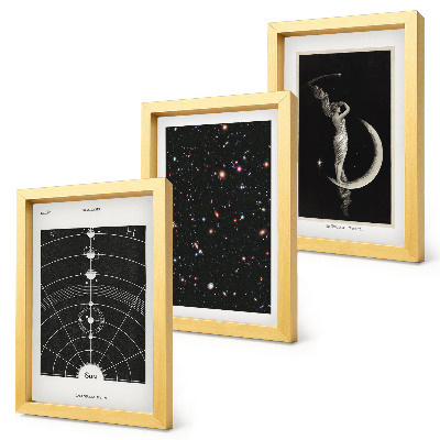 Triptych v ráme Nočná postava galaxie slnečnej sústavy na Mesiaci