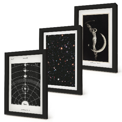 Triptych v ráme Nočná postava galaxie slnečnej sústavy na Mesiaci