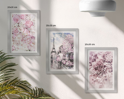 Triptych v ráme Kvety v odtieňoch ružovej romantickej krajiny