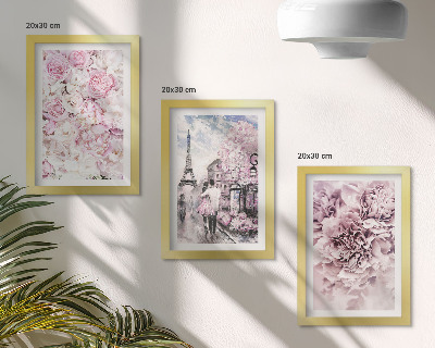 Triptych v ráme Kvety v odtieňoch ružovej romantickej krajiny