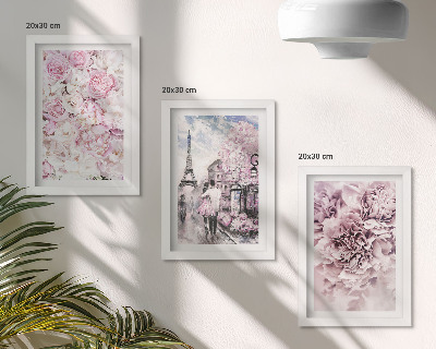 Triptych v ráme Kvety v odtieňoch ružovej romantickej krajiny
