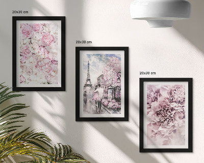 Triptych v ráme Kvety v odtieňoch ružovej romantickej krajiny