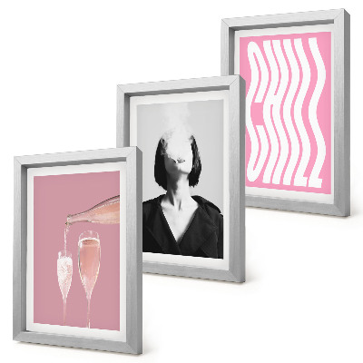 Triptych v ráme Štýlový portrét ženy relaxujúcej v šampanskom