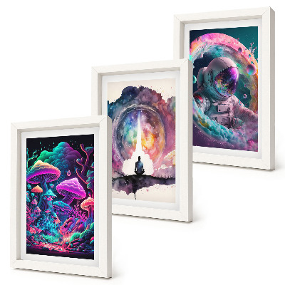 Triptych v ráme Farebné ilustrácie vo fantasy štýle