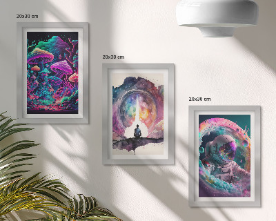 Triptych v ráme Farebné ilustrácie vo fantasy štýle