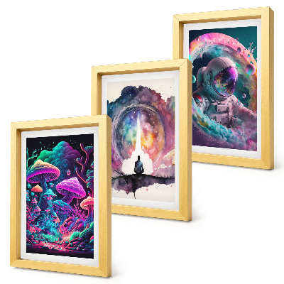 Triptych v ráme Farebné ilustrácie vo fantasy štýle