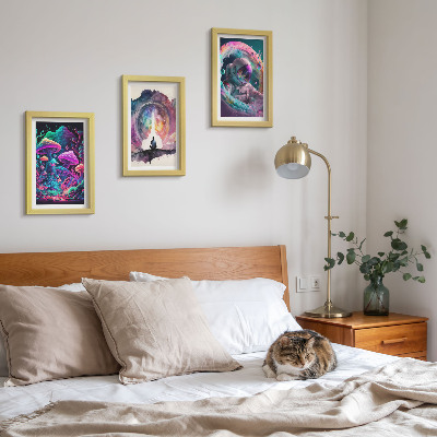 Triptych v ráme Farebné ilustrácie vo fantasy štýle