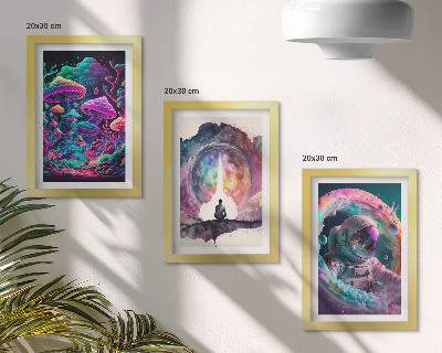 Triptych v ráme Farebné ilustrácie vo fantasy štýle