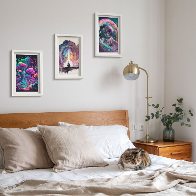 Triptych v ráme Farebné ilustrácie vo fantasy štýle