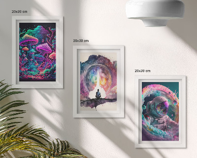 Triptych v ráme Farebné ilustrácie vo fantasy štýle