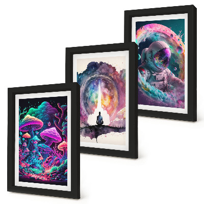 Triptych v ráme Farebné ilustrácie vo fantasy štýle