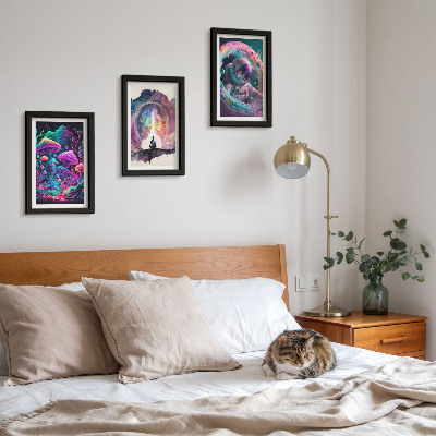 Triptych v ráme Farebné ilustrácie vo fantasy štýle