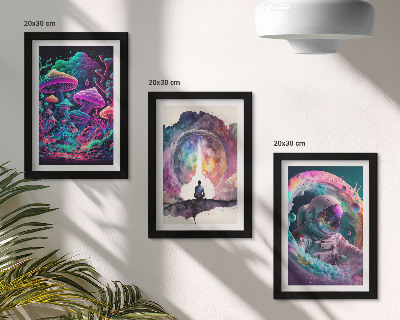 Triptych v ráme Farebné ilustrácie vo fantasy štýle