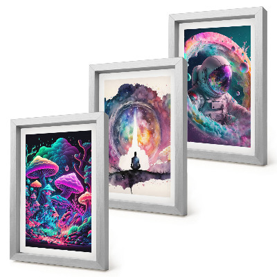 Triptych v ráme Farebné ilustrácie vo fantasy štýle