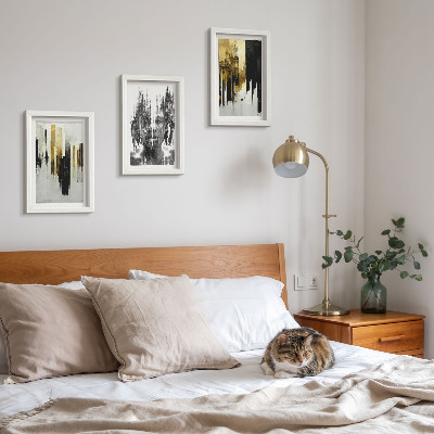 Sada obrazov do obývačky Kontrast abstrakcií s portrétnou maľbou a architektúrou