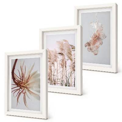 Triptych v ráme Kvety a trávy na svetlom pozadí v harmonickom sete