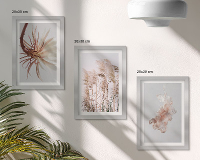 Triptych v ráme Kvety a trávy na svetlom pozadí v harmonickom sete