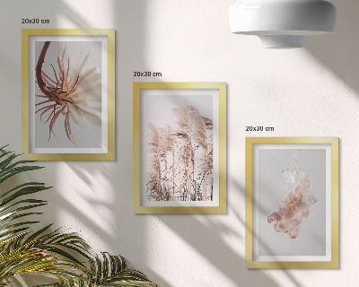 Triptych v ráme Kvety a trávy na svetlom pozadí v harmonickom sete