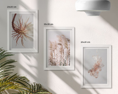 Triptych v ráme Kvety a trávy na svetlom pozadí v harmonickom sete