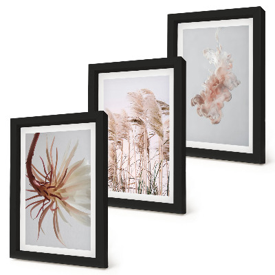 Triptych v ráme Kvety a trávy na svetlom pozadí v harmonickom sete