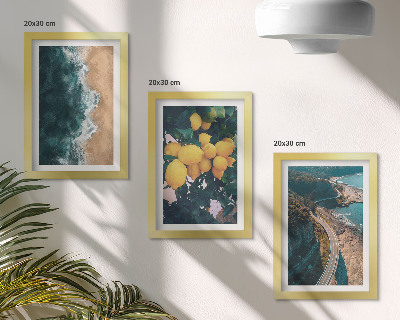 Triptych v ráme Morská pláž citróny horská krajina pobrežná cesta