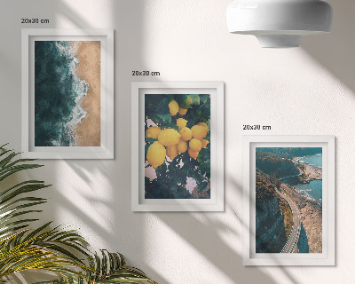 Triptych v ráme Morská pláž citróny horská krajina pobrežná cesta