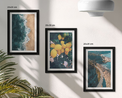 Triptych v ráme Morská pláž citróny horská krajina pobrežná cesta