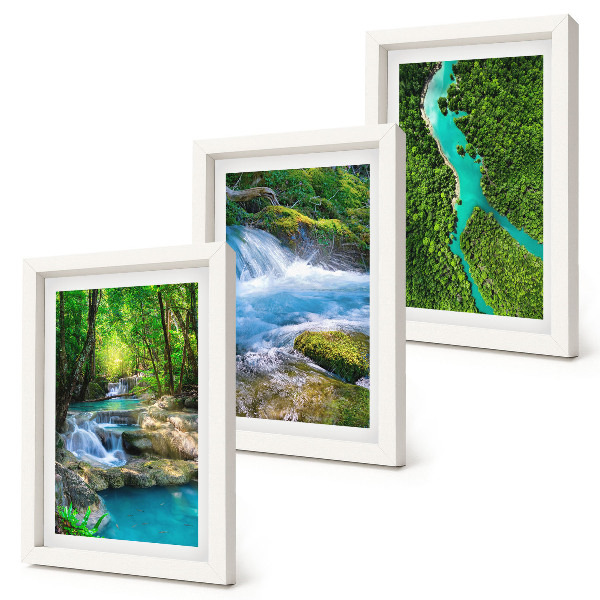 Triptych v ráme Zelené lesy a krištáľovo čistá riečna voda