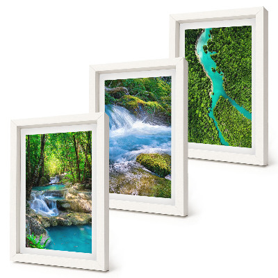 Triptych v ráme Zelené lesy a krištáľovo čistá riečna voda