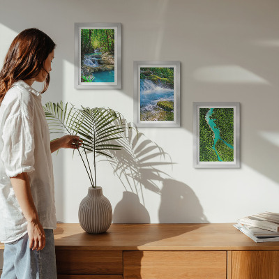 Triptych v ráme Zelené lesy a krištáľovo čistá riečna voda