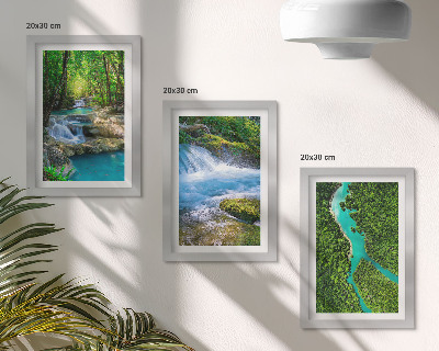 Triptych v ráme Zelené lesy a krištáľovo čistá riečna voda