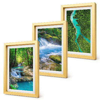 Triptych v ráme Zelené lesy a krištáľovo čistá riečna voda