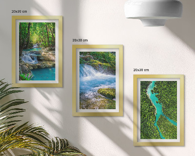 Triptych v ráme Zelené lesy a krištáľovo čistá riečna voda