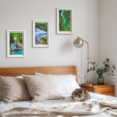 Triptych v ráme Zelené lesy a krištáľovo čistá riečna voda