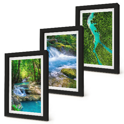Triptych v ráme Zelené lesy a krištáľovo čistá riečna voda