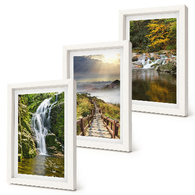 Triptych v ráme Vodopády, hory, chodníky v oblakoch a jesenné výhľady