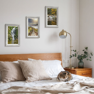 Triptych v ráme Vodopády, hory, chodníky v oblakoch a jesenné výhľady