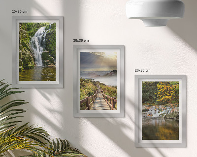 Triptych v ráme Vodopády, hory, chodníky v oblakoch a jesenné výhľady