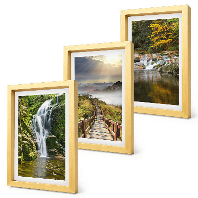 Triptych v ráme Vodopády, hory, chodníky v oblakoch a jesenné výhľady