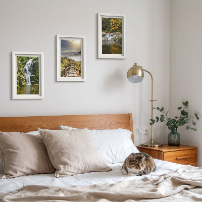 Triptych v ráme Vodopády, hory, chodníky v oblakoch a jesenné výhľady