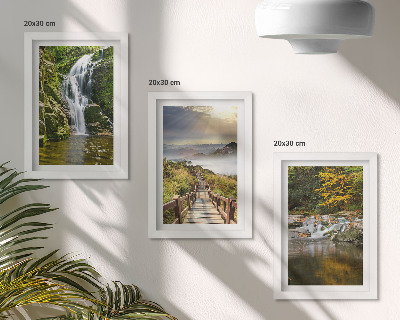 Triptych v ráme Vodopády, hory, chodníky v oblakoch a jesenné výhľady