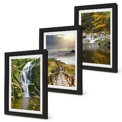 Triptych v ráme Vodopády, hory, chodníky v oblakoch a jesenné výhľady