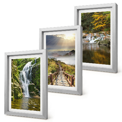 Triptych v ráme Vodopády, hory, chodníky v oblakoch a jesenné výhľady